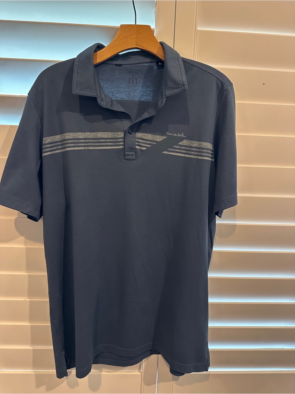 Travis Mathew Blue Three Hills Golf Polo Shirt Size Large